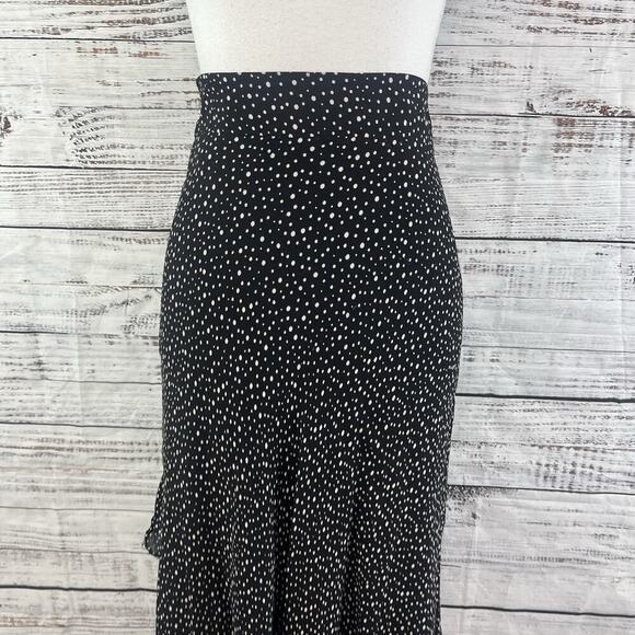 Style & Co Skirt Plus size 18 Black White Polka Dot Bias Knee Asymmetrical Boho - Picture 3 of 9